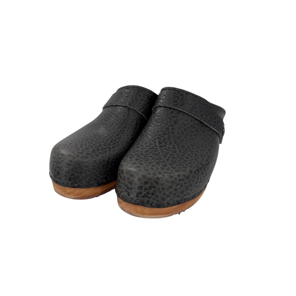 Tessa Clogs Of Vail‎ Womens Leather Swedish Clogs Size 37 Black Textured Slip-On